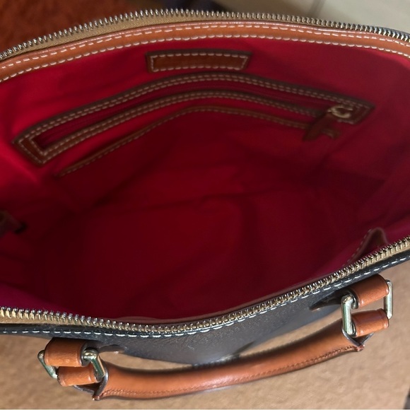 Dooney & Bourke Brown & Black Two Tone Pebble Leather Satchel Handbag - Picture 7 of 8